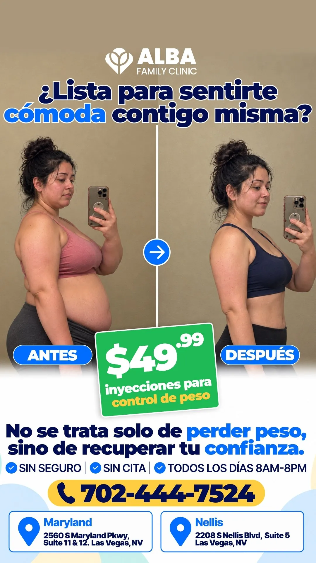 Inyección para control de peso. Promoción de $49.99. Pregunta qué incluye y si es adecuada para ti.
