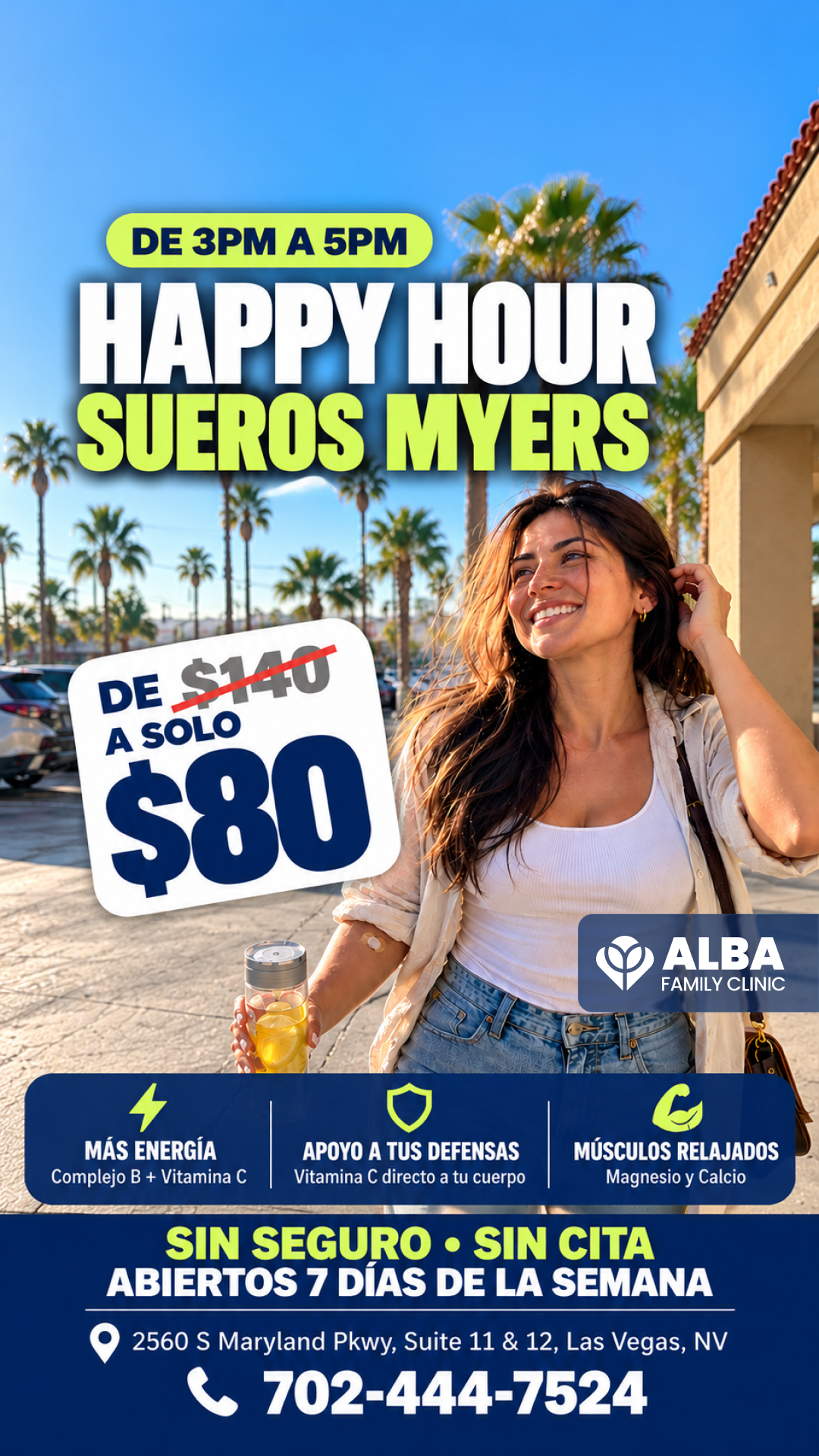 Sueros Myers. Sueros Myers por $80 de 3 a 5 p. m. Consulta la disponibilidad y si el tratamiento es adecuado para ti.